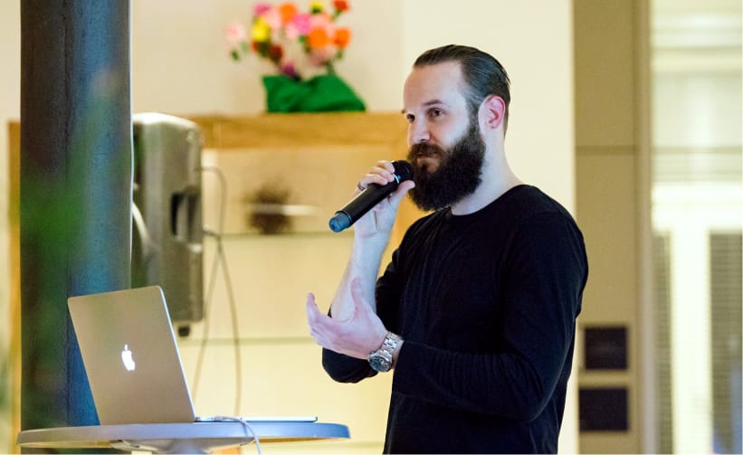Matej Latin giving a talk on a CSS meetup